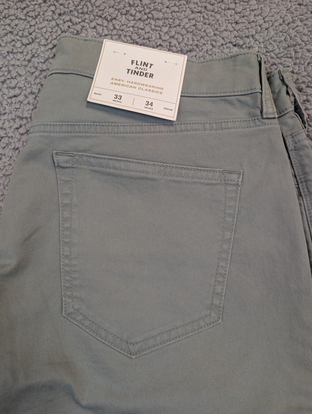 Flint and Tinder Chinos Men's Size 33x34 Gray Athletic Tapered Fit (1344)